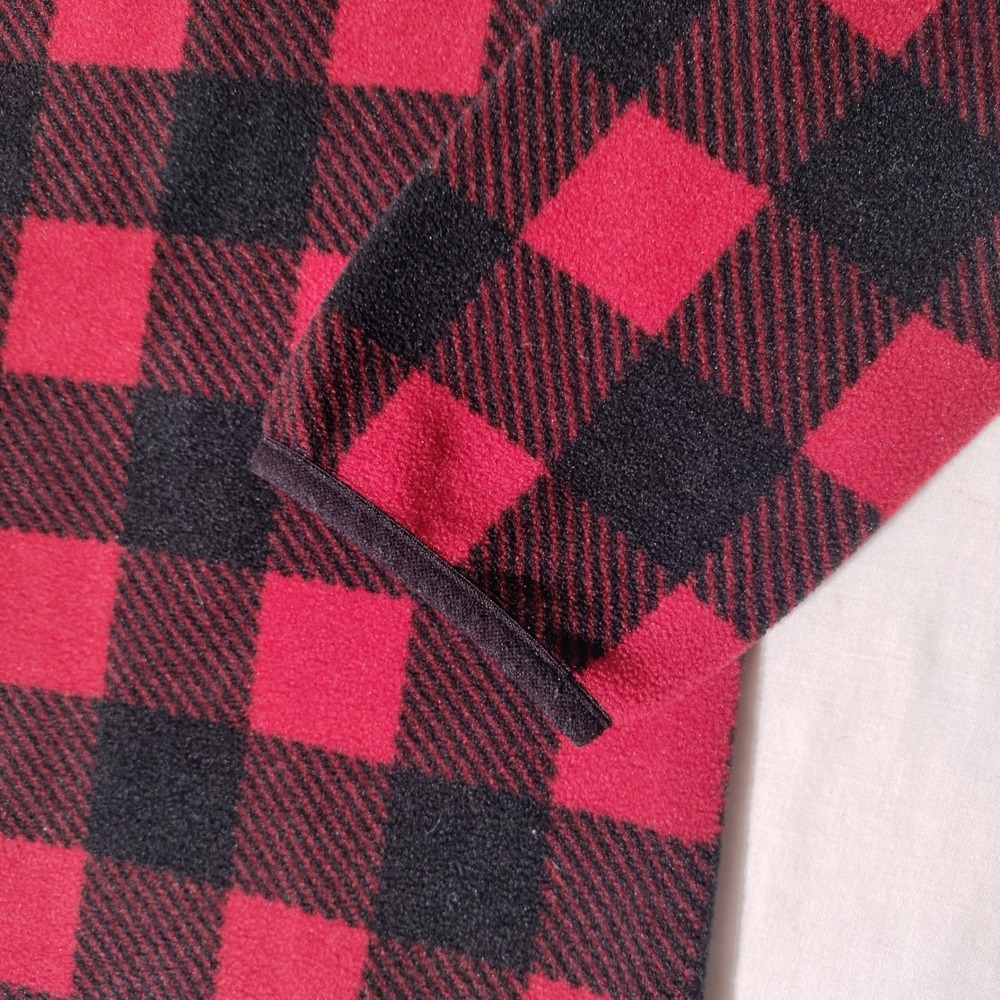 Duluth Trading Co Women XL Buffalo Plaid Fleece Pullover Red Black Snap Mock - Picture 4 of 8